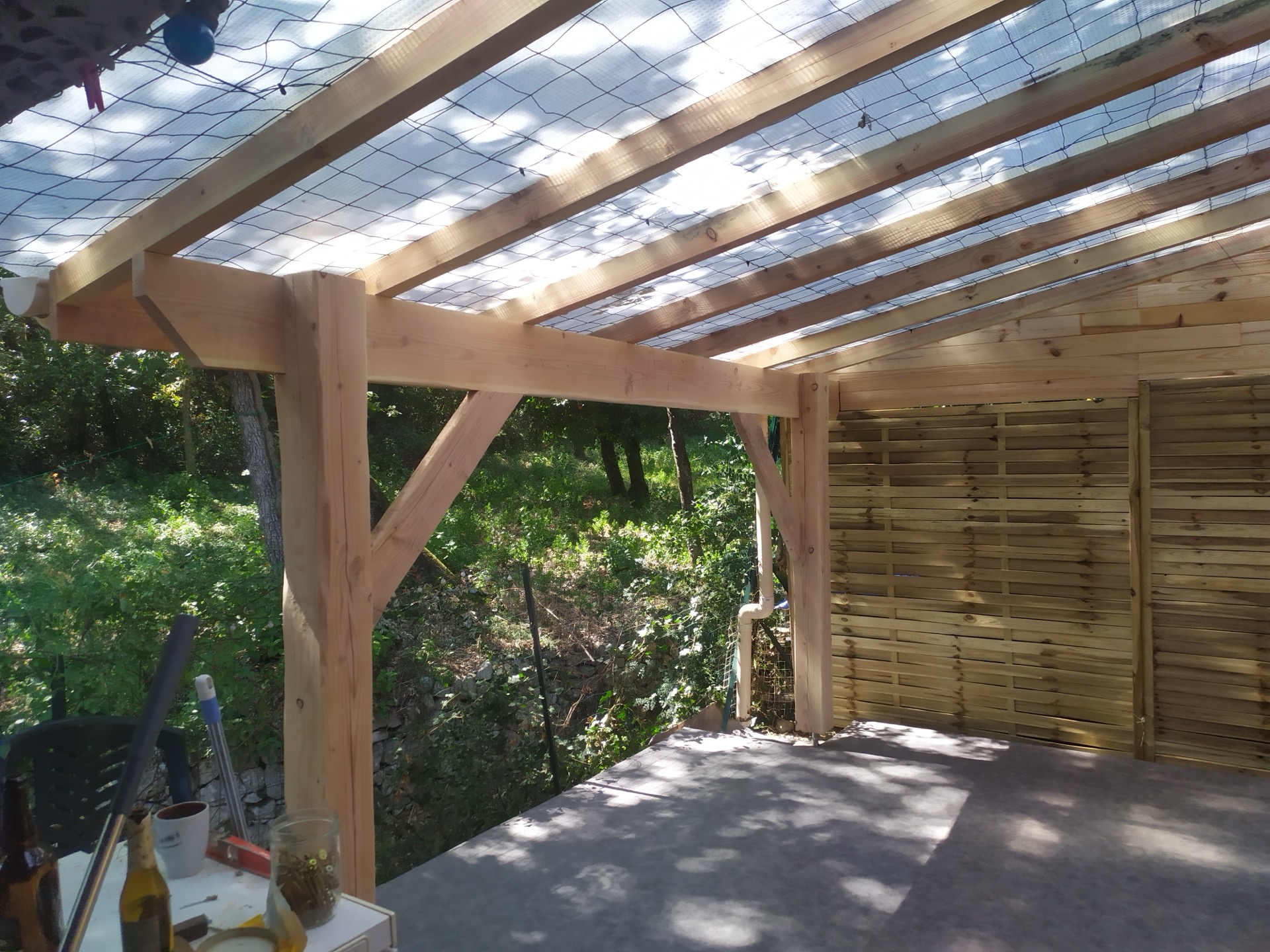 Terrasse bois avec appentis